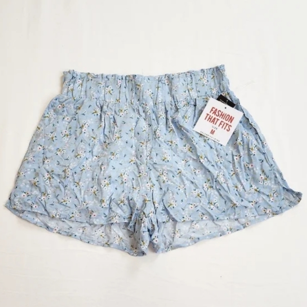 Celebrity Pink Blue Floral Print Shorts